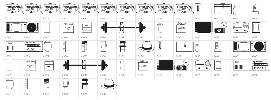 Thrift Store Items JL Character Map