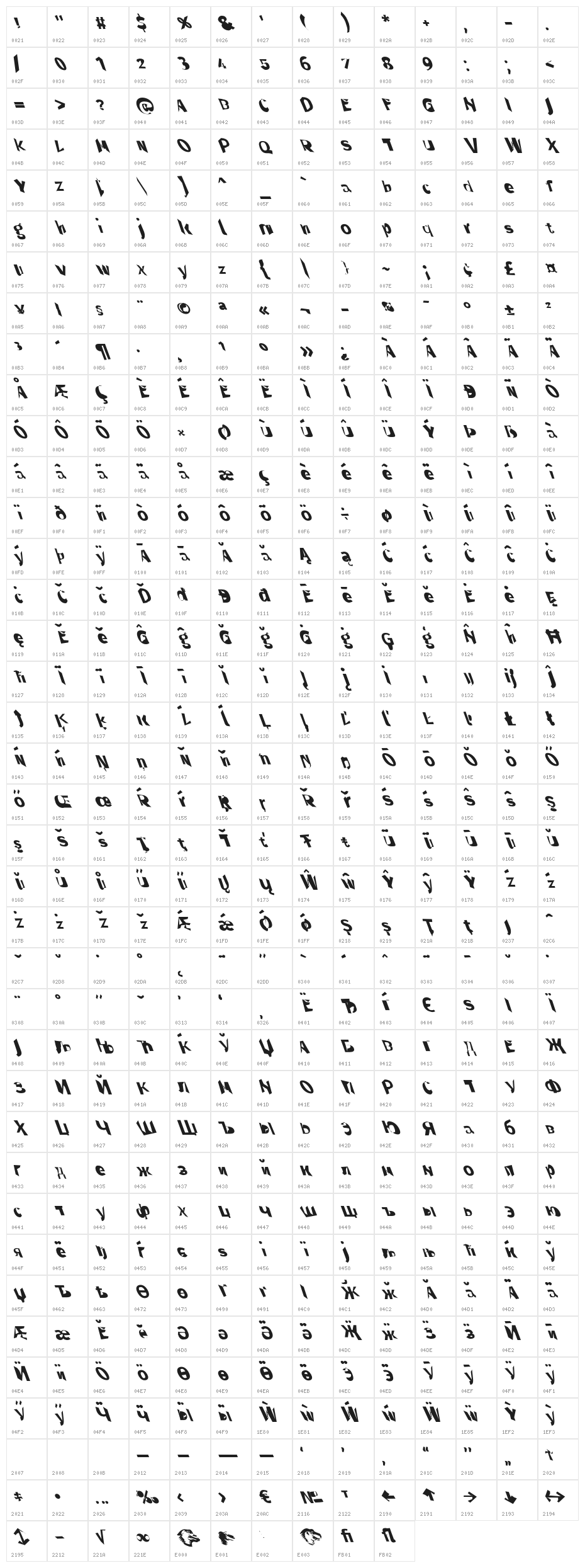 Through The Black Leftalic Character Map