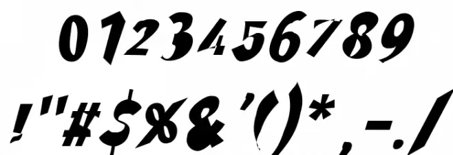 Through The Black Narrow Italic Шрифта ДРУГИЕ символов