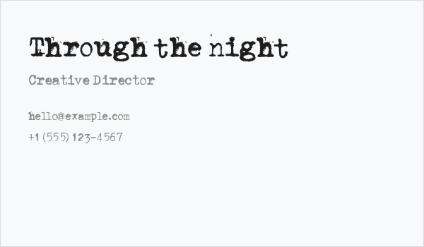 Through the night Business Card
