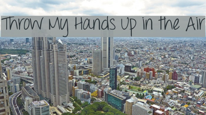 Throw My Hands Up in the Air Font examples