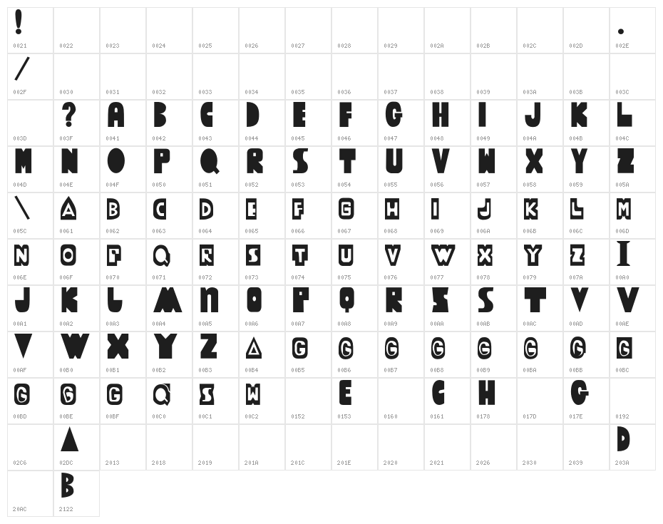 ThudThunk-Regular Character Map