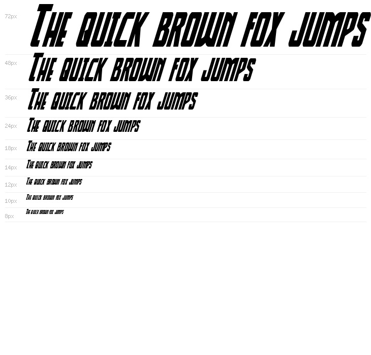 Thunder-Hawk Condensed Italic Waterfall