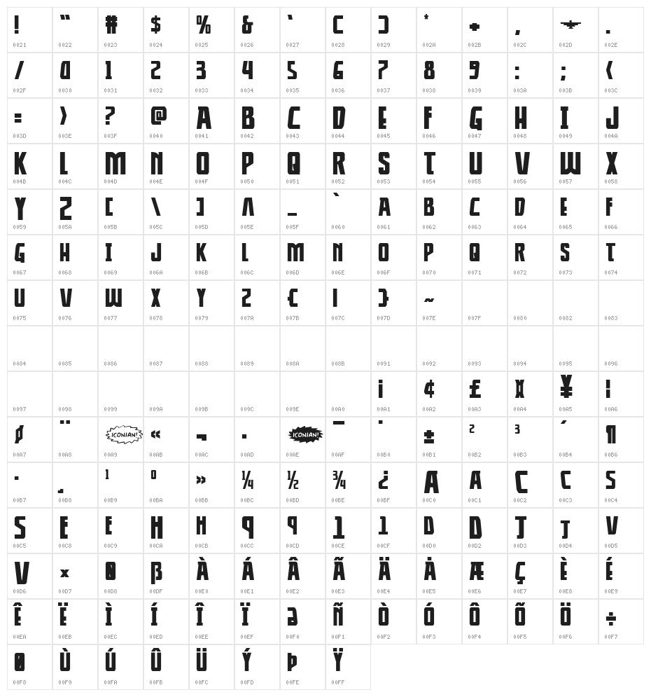 Thunder-Hawk Drop Expanded Character Map
