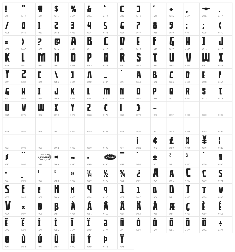 Thunder-Hawk Expanded Character Map
