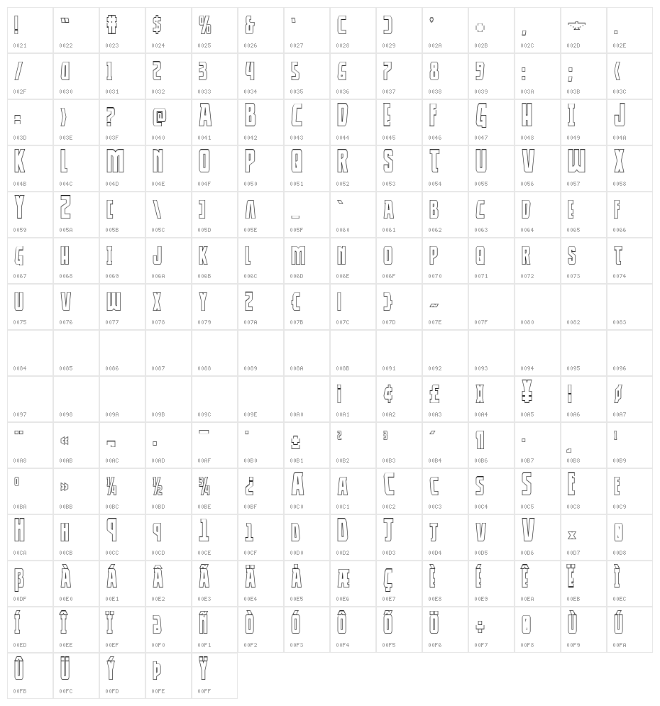 Thunder-Hawk Shadow Regular Character Map