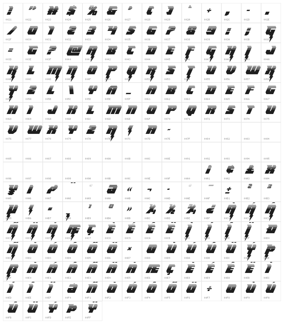 Thunder Titan Halftone Character Map