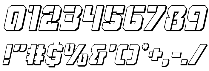 Thunder Trooper 3D Italic Font OTHER CHARS