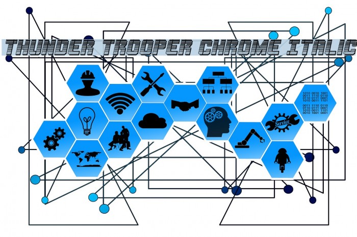 Thunder Trooper Chrome Italic Font examples