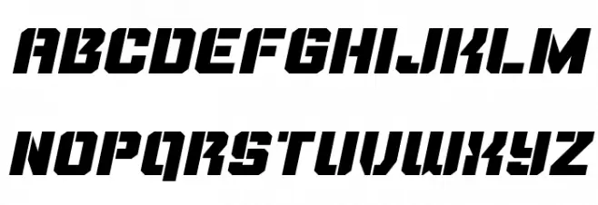 Thunder Trooper Expanded Italic Schriftart Kleinbuchstaben