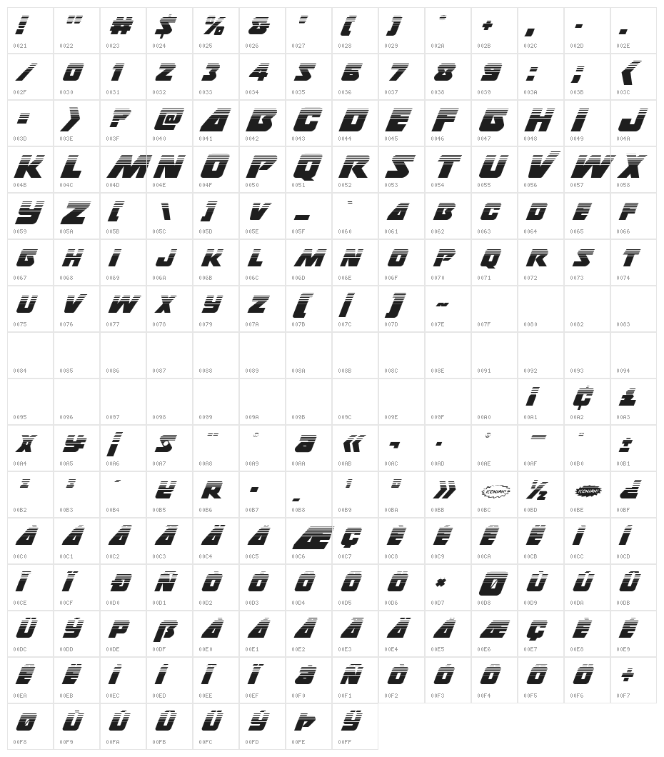 Thunderstrike Halftone Character Map