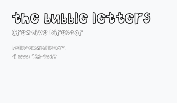 the bubble letters Business Card