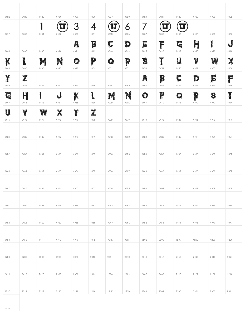 the dark Character Map