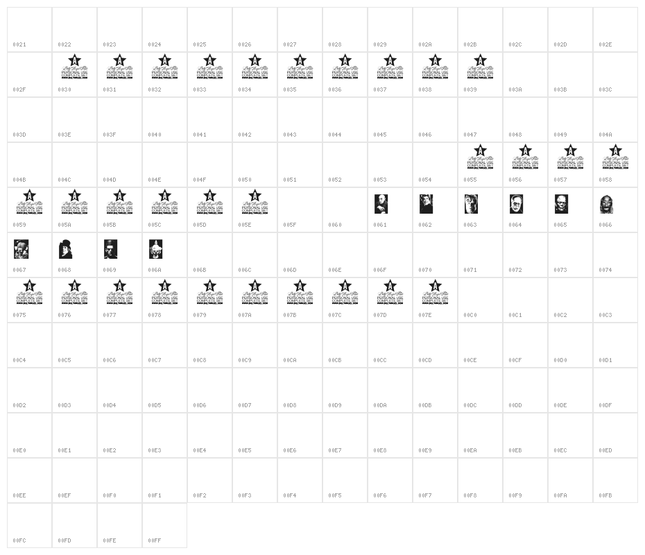 TIMEMACHINE HALLOWEEN CLASSICS PERSONAL USE Regular Character Map