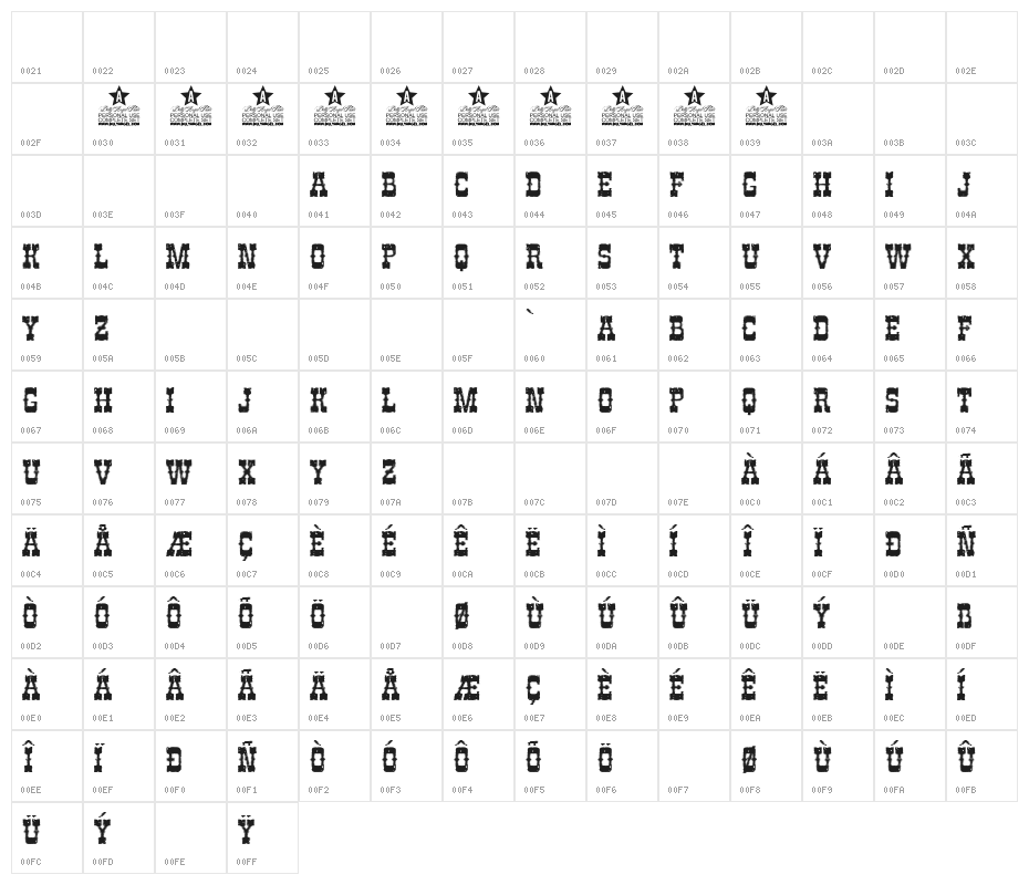 TIMEMACHINE HALLOWEEN PERSONAL USE Bold Character Map
