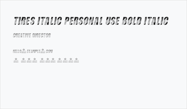 TIRES ITALIC PERSONAL USE Bold Italic Business Card