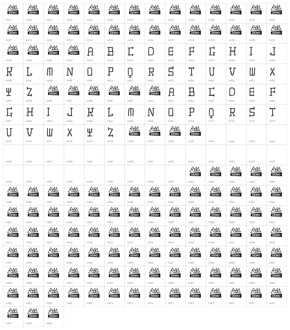 TIRITONA BOLD Character Map