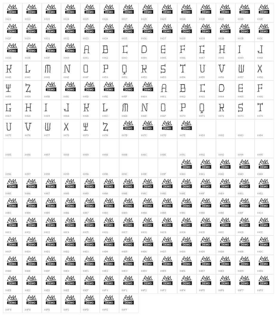 TIRITONA REGULAR Character Map