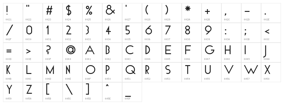 Ticker Tape Character Map