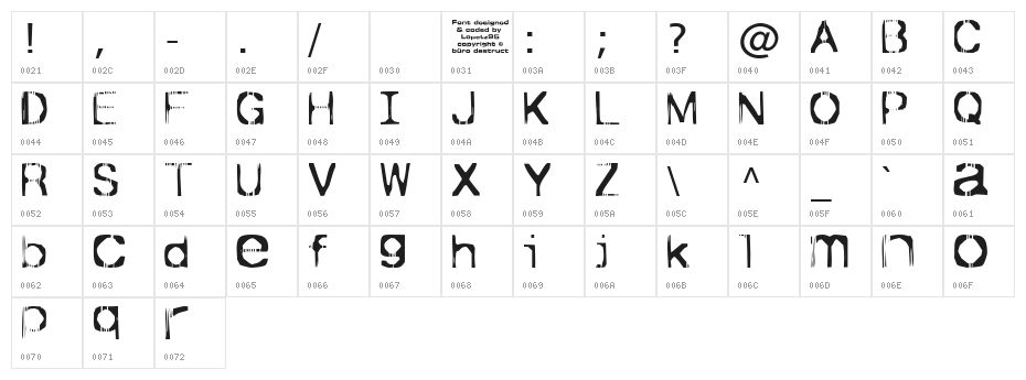 Ticket Bold Character Map