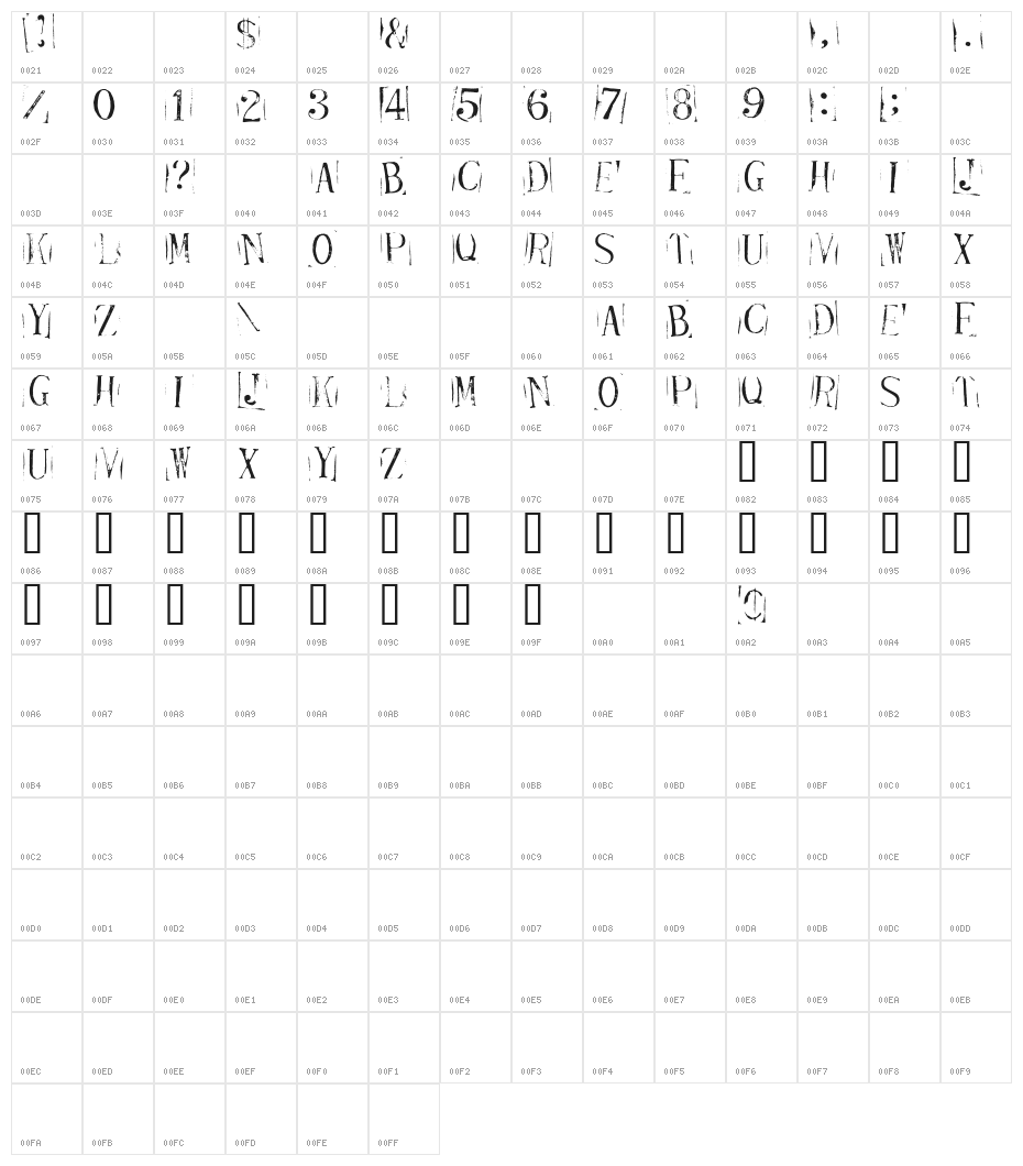Ticket CapitalsRepressed Character Map
