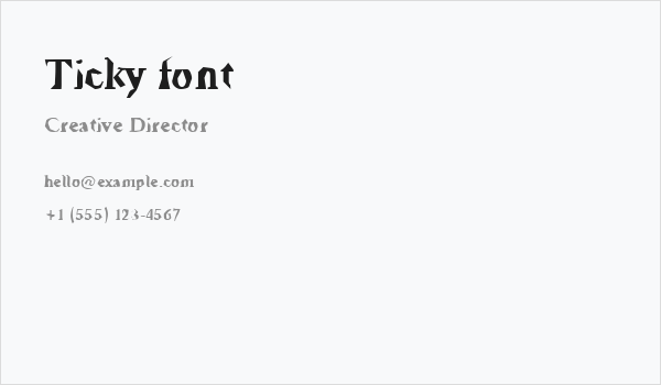 Ticky font Business Card