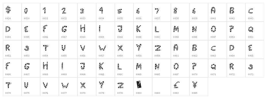 TigerTails Character Map