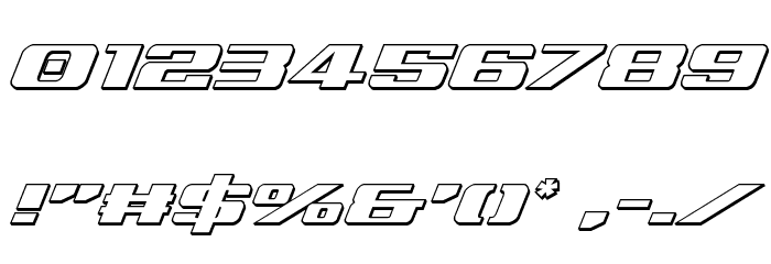 Tigershark 3D Italic Шрифта ДРУГИЕ символов