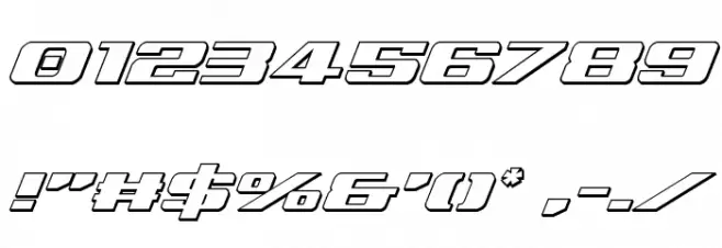 Tigershark 3D Italic Font OTHER CHARS