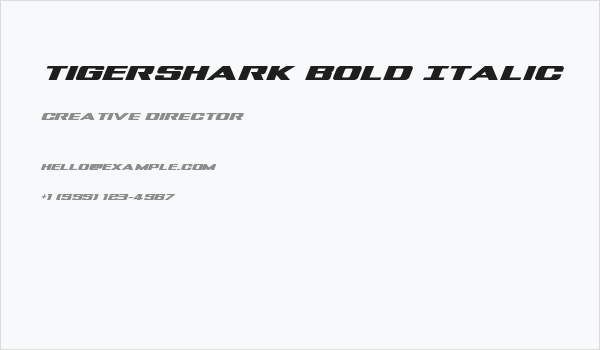 Tigershark Bold Italic Business Card