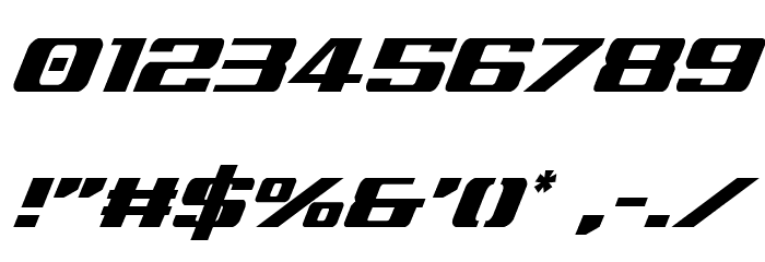 Tigershark Condensed Italic Font OTHER CHARS