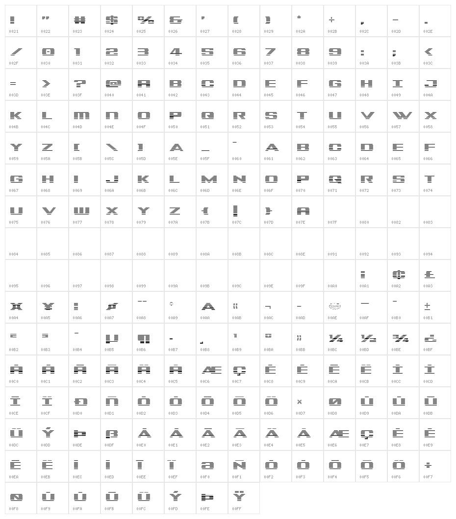 Tigershark Gradient Character Map