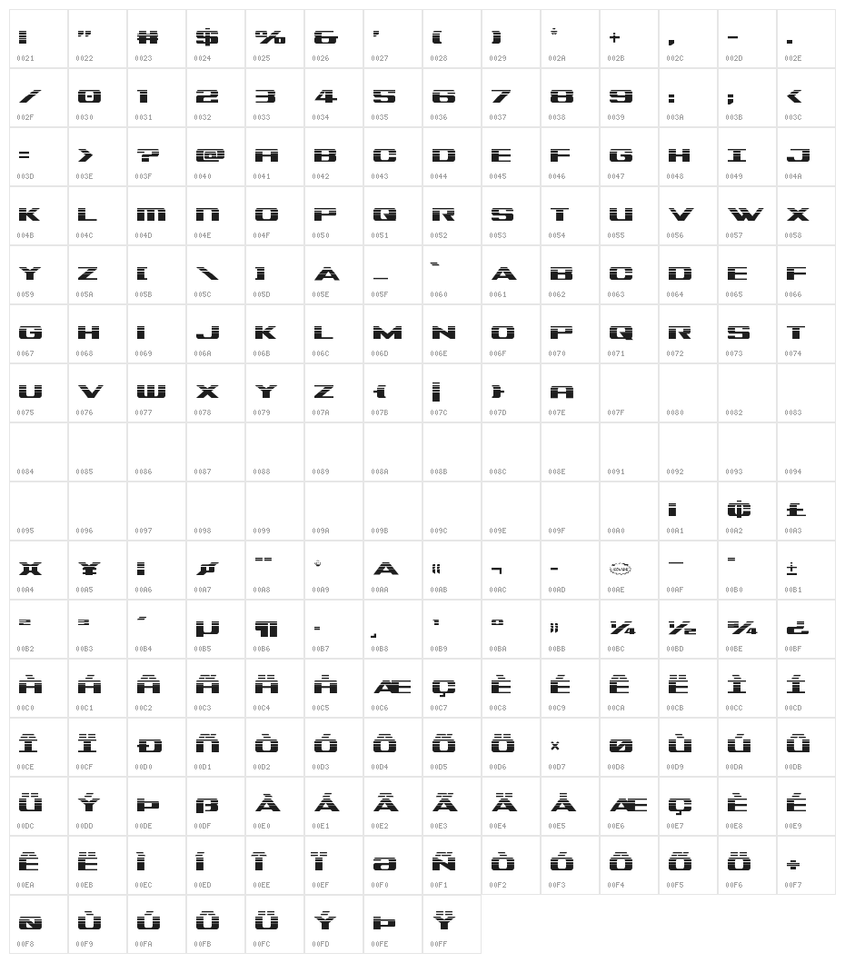 Tigershark Halftone Character Map