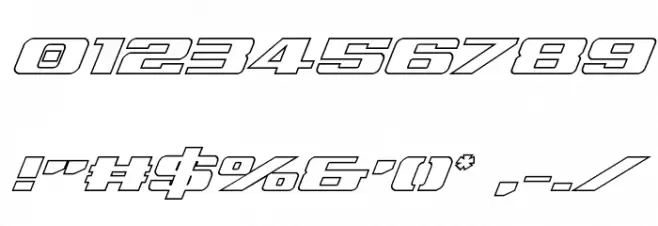 Tigershark Outline Italic Font OTHER CHARS