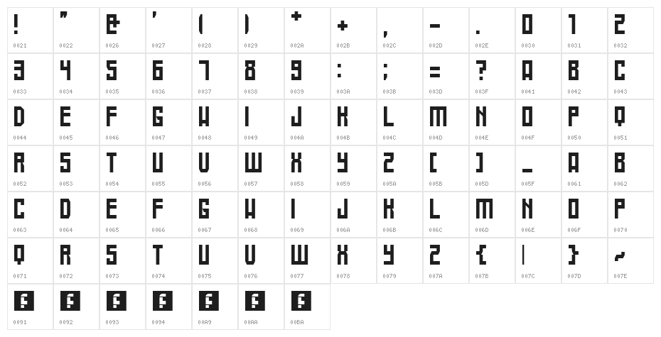 Tigre Regular Character Map