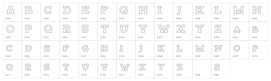 TigrealFree-Outline Character Map