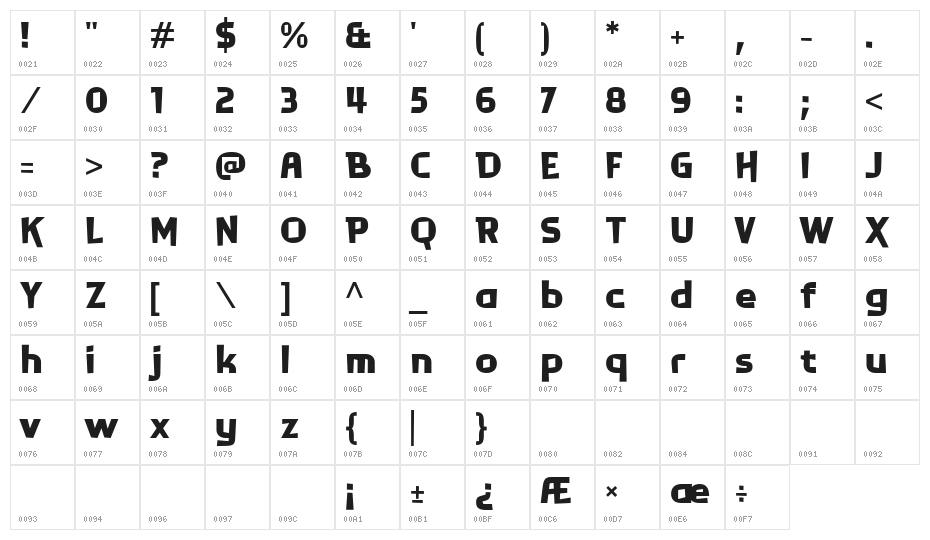 Tilges Demo Regular Character Map