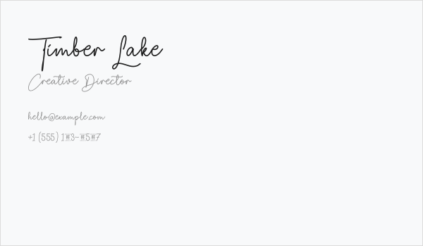 Timber Lake Business Card