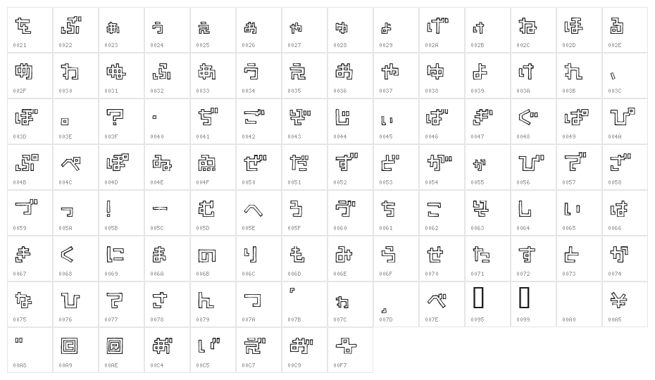 TimberHR Character Map