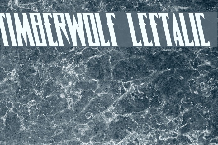 Timberwolf Leftalic Font examples