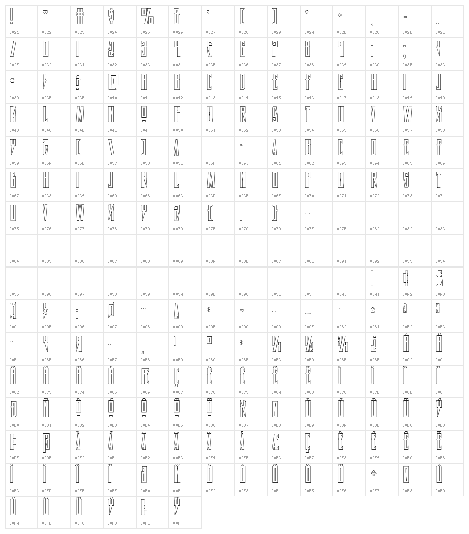 Timberwolf Shadow Regular Character Map