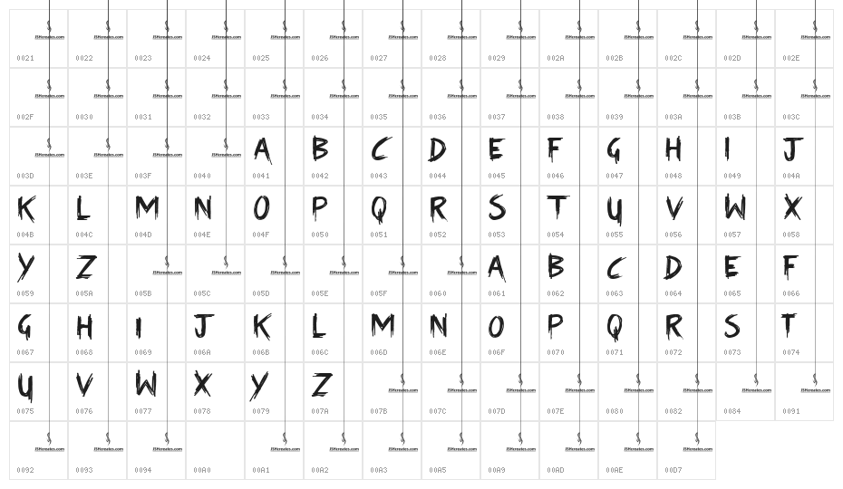 Time Stop Personal Use Character Map