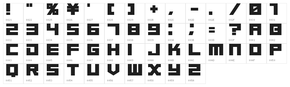 TimeTrek Character Map