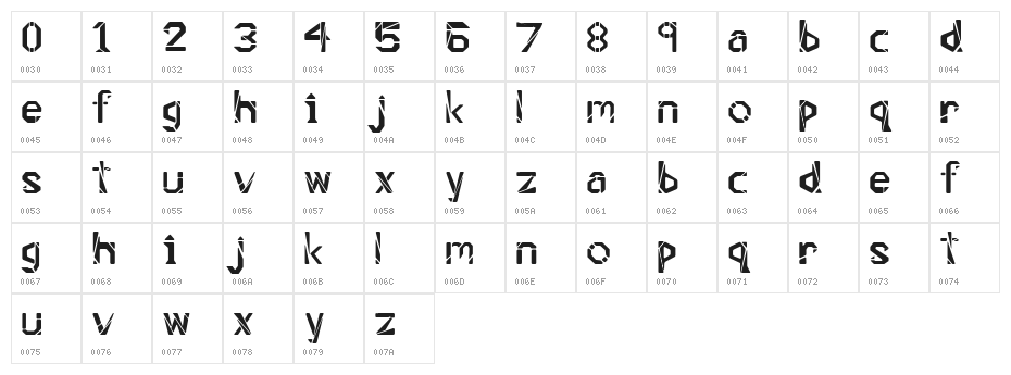 Timeless Blocks Character Map