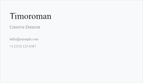 Timoroman Business Card