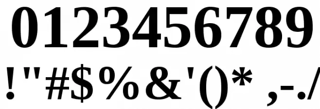 Tinos Bold Font OTHER CHARS