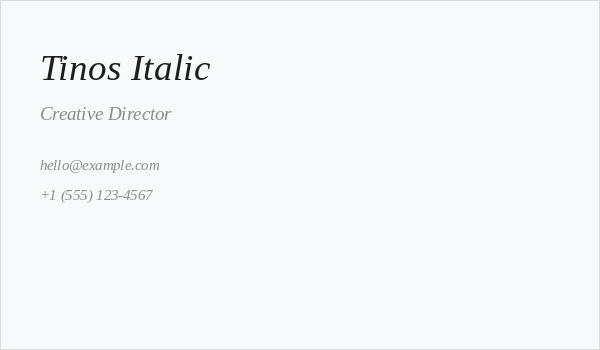 Tinos Italic Business Card