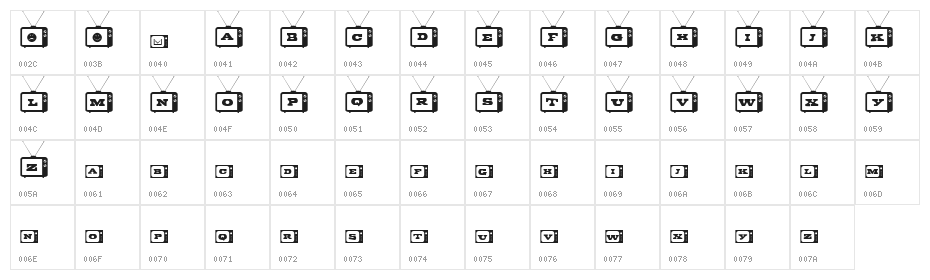 Tiny Tube Character Map