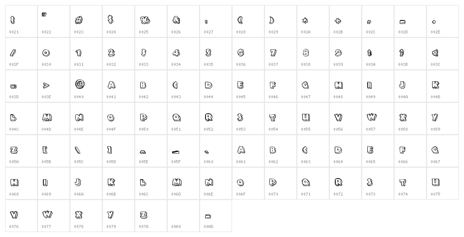 TinyShack Character Map