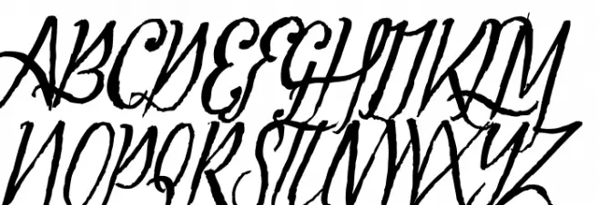 Tipbrush Script Slanted Caratteri MAIUSCOLE